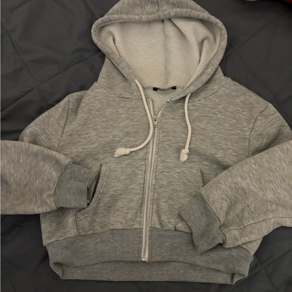 Gray Heather Cropped Hoodie